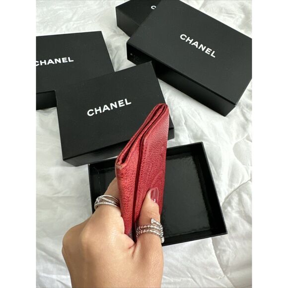 CHANEL Red Caviar Leather Timeless French Wallet W/Box - Picture 7 of 16